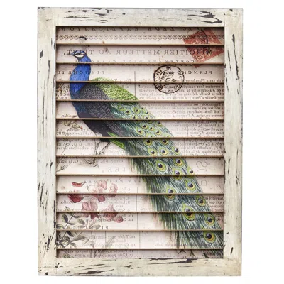 Homplanti 17" Peacock Window Shutter Wall Decor
