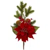Homplanti 17" Poinsettia Berry And Pine Flower Bundle (set Of 6)