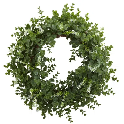 Homplanti 18" Eucalyptus Double Ring Wreath W/twig Base