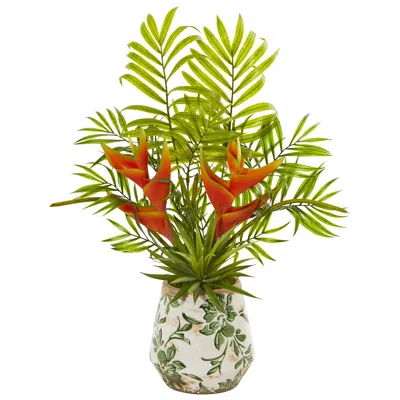 Homplanti 18" Heliconia And Agave Artificial Plant In Planter In Black
