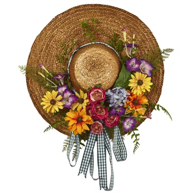 Homplanti 18" Mixed Floral Hat Wreath