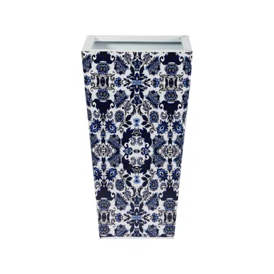 Homplanti 18" Oriental Blue And White Classic Metal Planter