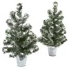 Homplanti 18" Snowy Pine Tree With Tin (set Of 2)