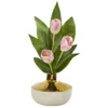 Homplanti 18" Tulip Arrangement In Gold And Cream Elegant Vase