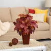 Homplanti 19" Autumn Maple Leaf Artificial Plant In Decorative Planter