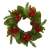Homplanti 19" Magnolia Leaf Berry And Pine Artificial Wreath