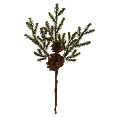 Homplanti 19" Pine & Pinecone Artificial Flower (set Of 12) In Multi