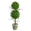 Homplanti 2' Eucalyptus Double Ball Topiary Artificial Tree