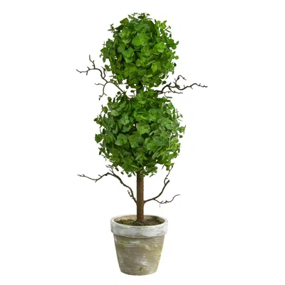 Homplanti 2' Eucalyptus Double Ball Topiary Artificial Tree In Green