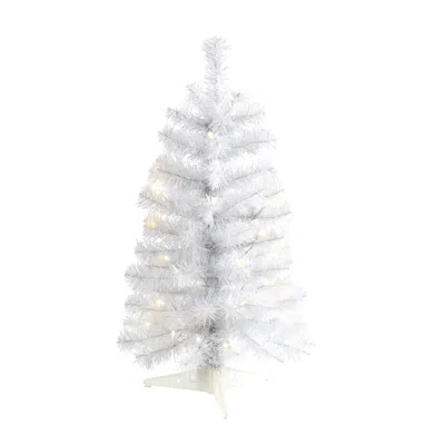 Homplanti 2' White Christmas Tree With 35 Led Lights & 72 Tips
