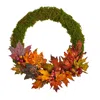 Homplanti 20" Fall Maple Leaf And Berries Artificial Autumn Wreath