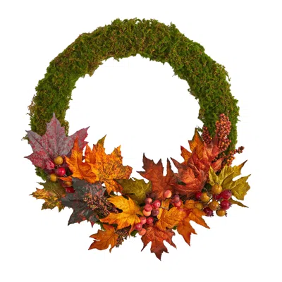 Homplanti 20" Fall Maple Leaf And Berries Artificial Autumn Wreath