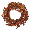 Homplanti 20" Harvest Leaf And Mini Pumpkin Artificial Wreath