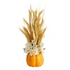 Homplanti 21" Dried Wheat And Pumpkin Arrangement In Pumpkin Vase