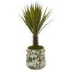Homplanti 21" Spiky Agave Artificial Plant In Floral Planter