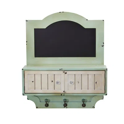 Homplanti 21.5'' Vintage Chalkboard Wall Organizer With Doors & Hooks In Green