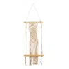 Homplanti 22" Boho Chic Wood Macrame Shelf With Diamond Weave