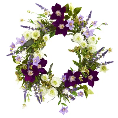 Homplanti 22" Mixed Floral Artificial Wreath