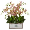 Homplanti 23" Phalaenopsis Orchid Arrangement In Decorative Wood Vase