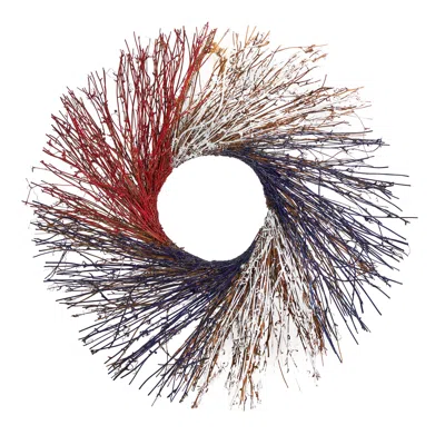 Homplanti 24" Americana Twig Wreath Red White And Blue
