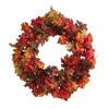 Homplanti 24" Autumn Maple Berries And Pinecone Artificial Wreath