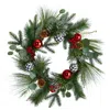 Homplanti 24" Berry And Pinecone Christmas Wreath With Ornaments