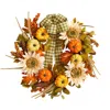 Homplanti 24" Fall Sunflower Pumpkin Wreath With Decorative Ribbon