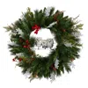 Homplanti 24" Holiday Owl Family Pinecone Berry Christmas Wreath