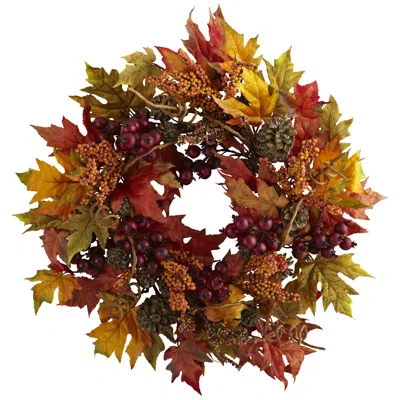 Homplanti 24" Maple And Berry Wreath