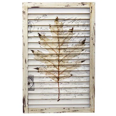 Homplanti 24" Maple Leaf Window Shutter Wall Decor In Black