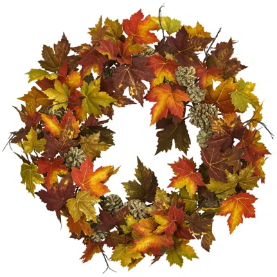 Homplanti 24" Maple Pine Cone Wreath