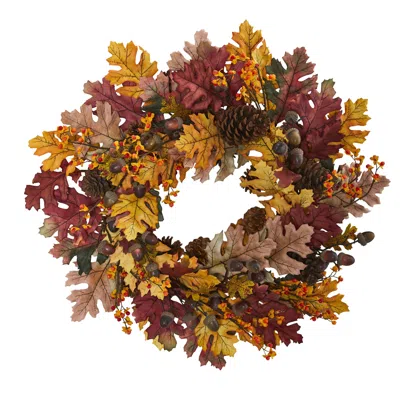 Homplanti 24" Oak Leaf Acorn Pine Cone Wreath