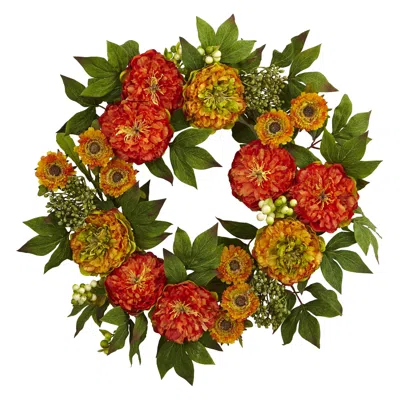 Homplanti 24" Peony And Mum Wreath