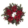 Homplanti 24" Poinsettia & Berry Wreath