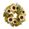 Homplanti 24" White Sunflower And Hydrangea Artificial Autumn Wreath