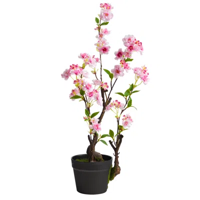 Homplanti 2.5' Cherry Blossom Artificial Plant In Pink