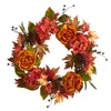 Homplanti 25" Fall Ranunculus Hydrangea And Berries Autumn Wreath