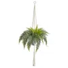 Homplanti 25" Fern Hanging Artificial Plant In Decorative Basket