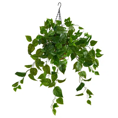 Homplanti 2.5' Philodendron Artificial Plant In Hanging Basket