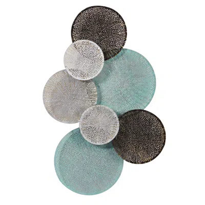 Homplanti 2.5' X 1' Layered Metal Wall Art Decor Blue