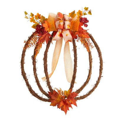 Homplanti 26" Autumn Pumpkin Artificial Vine Fall Wreath