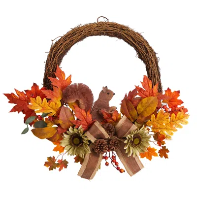 Homplanti 26" Fall Harvest Autumn Wreath With Twig Base And Bunny
