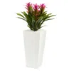 Homplanti 26" Triple Bromeliad Plant In White Tower Planter