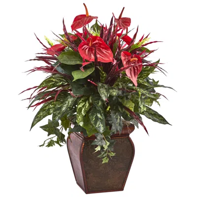 Homplanti 28" Anthurium Mixed Plant With Planter