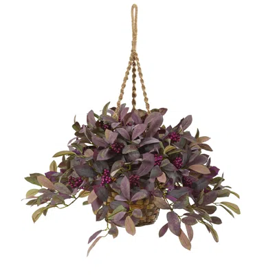 Homplanti 28" Fall Laurel Leaf With Berries Plant In Hanging Basket