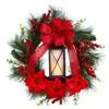 Homplanti 28" Poinsettia And Berry Lantern Holiday Christmas Wreath