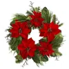 Homplanti 28" Poinsettia And Pine Wreath