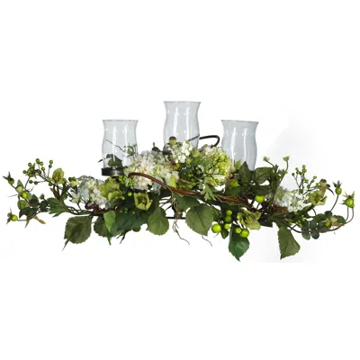 Homplanti 28.5" Hydrangea Triple Candelabrum Centerpiece