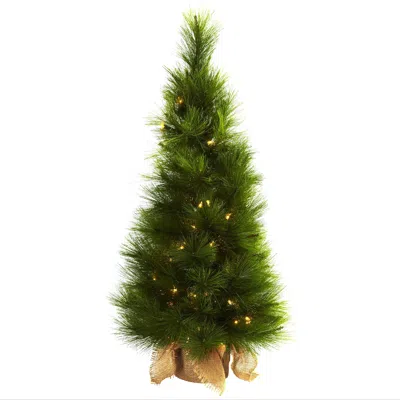 Homplanti 3' Christmas Tree W/burlap Bag 50 Clear Lights & 71 Tips