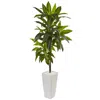 Homplanti 3' Dracaena Plant In White Tower Planter (real Touch)